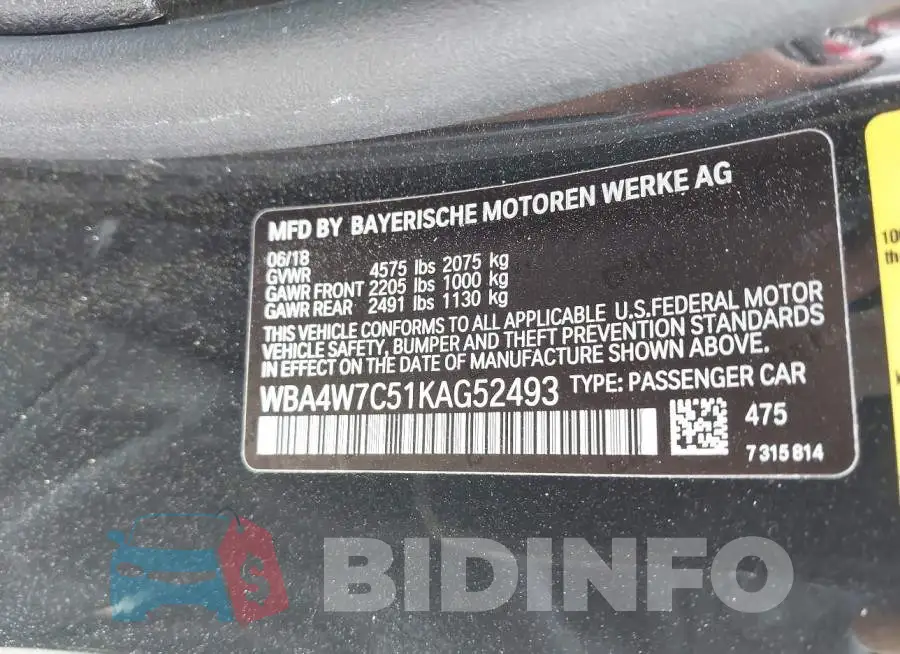WBA4W7C51KAG52493 Photo# 9