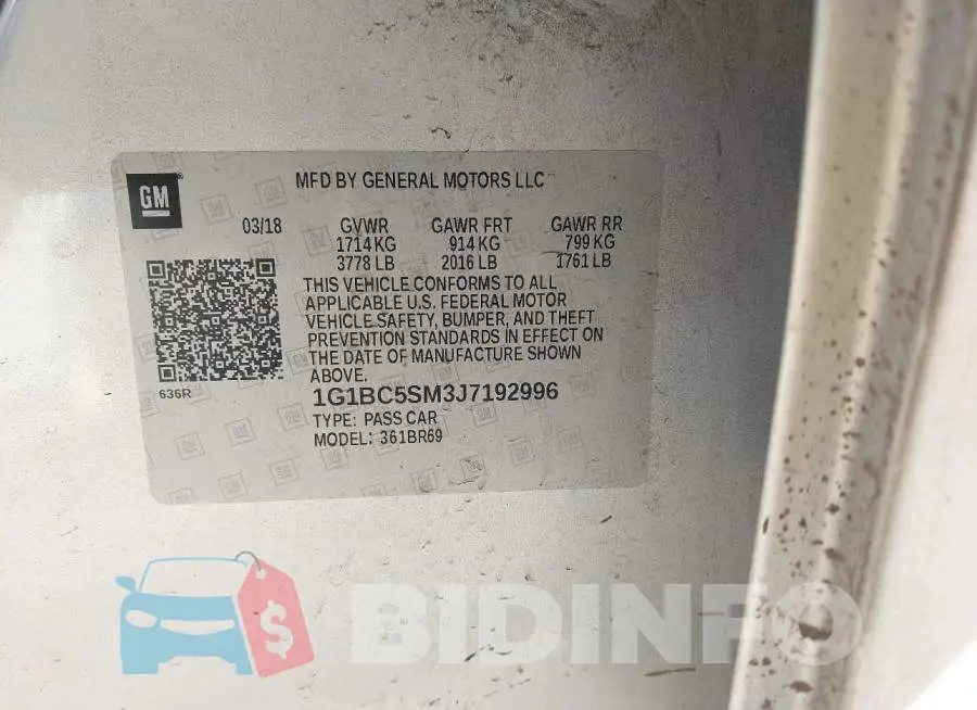 1G1BC5SM3J7192996 Photo# 9