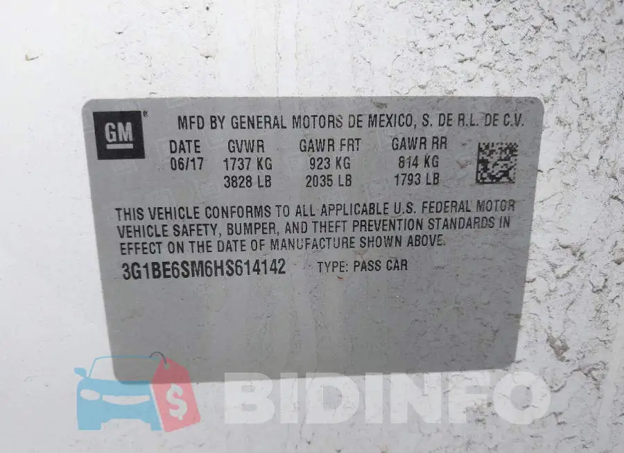 3G1BE6SM6HS614142 Photo# 9