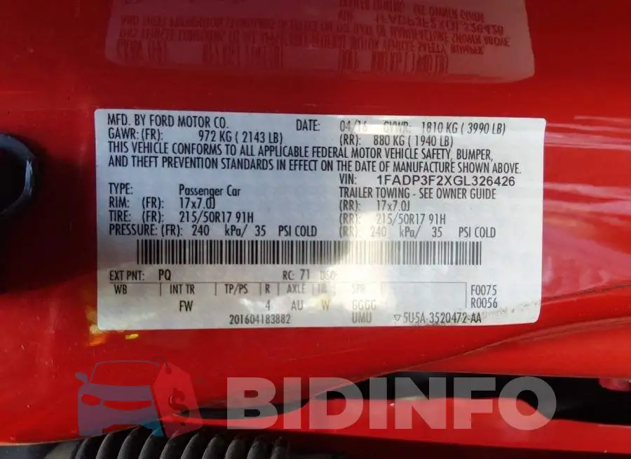 1FADP3F2XGL326426 Photo# 9