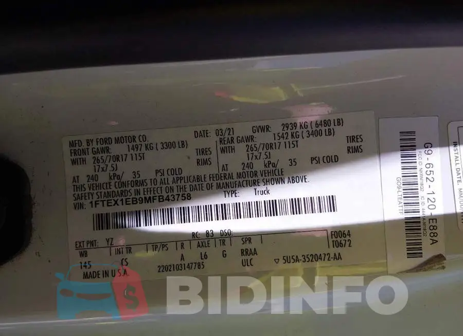 1FTEX1EB9MFB43758 Photo# 9