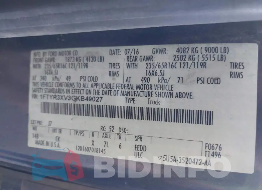 1FTYR3XV3GKB49027 Photo# 9