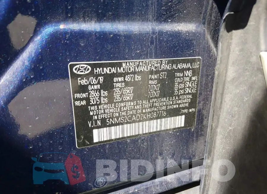5NMS2CAD2KH087716 Photo# 9