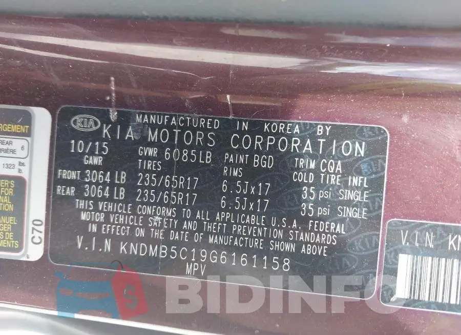 KNDMB5C19G6161158 Photo# 9
