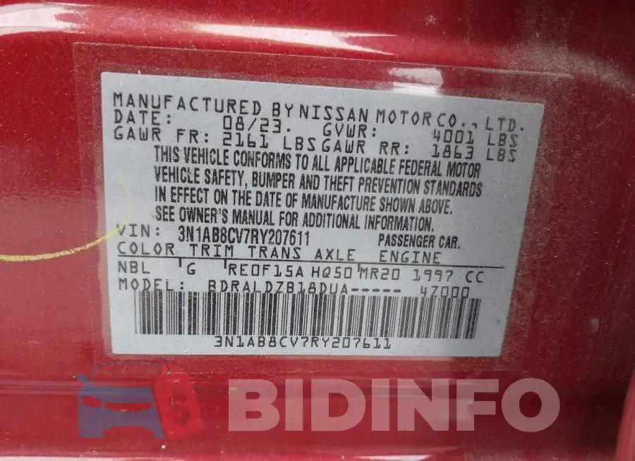 3N1AB8CV7RY207611 Photo# 9