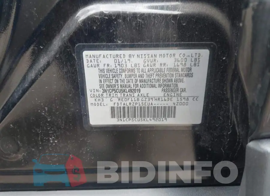 3N1CP5CU5KL492019 Photo# 9