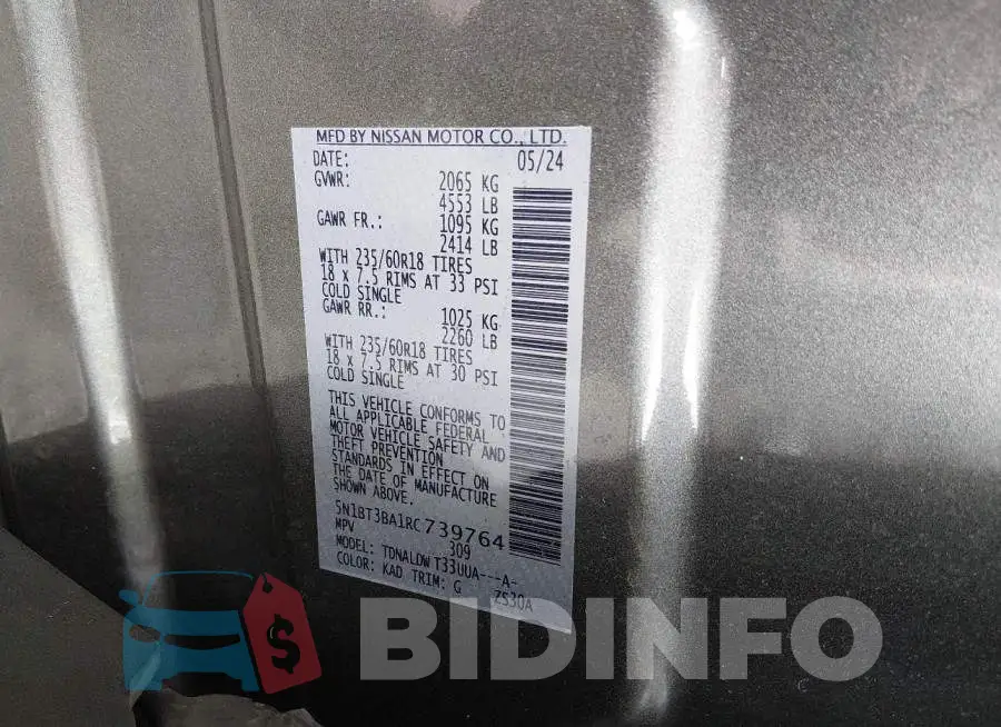 5N1BT3BA1RC739764 Photo# 9