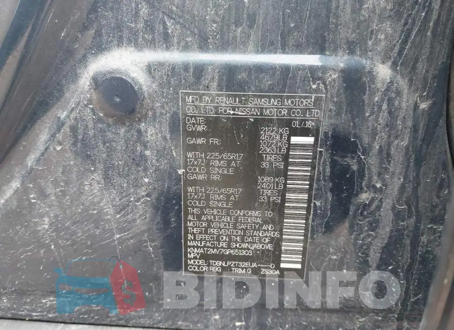 KNMAT2MV7GP651303 Photo# 9