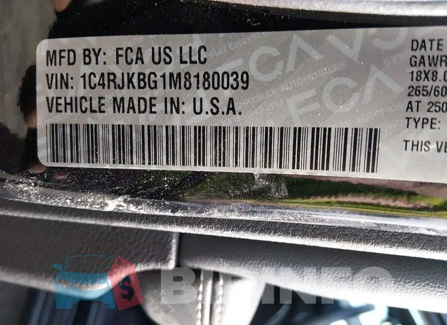 1C4RJKBG1M8180039 Photo# 9
