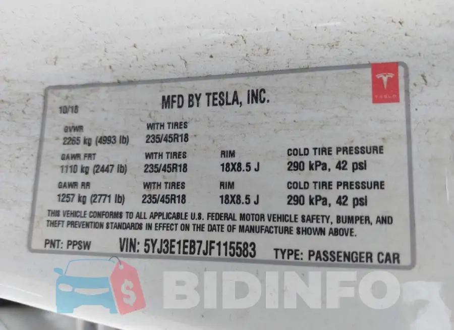5YJ3E1EB7JF115583 Photo# 9