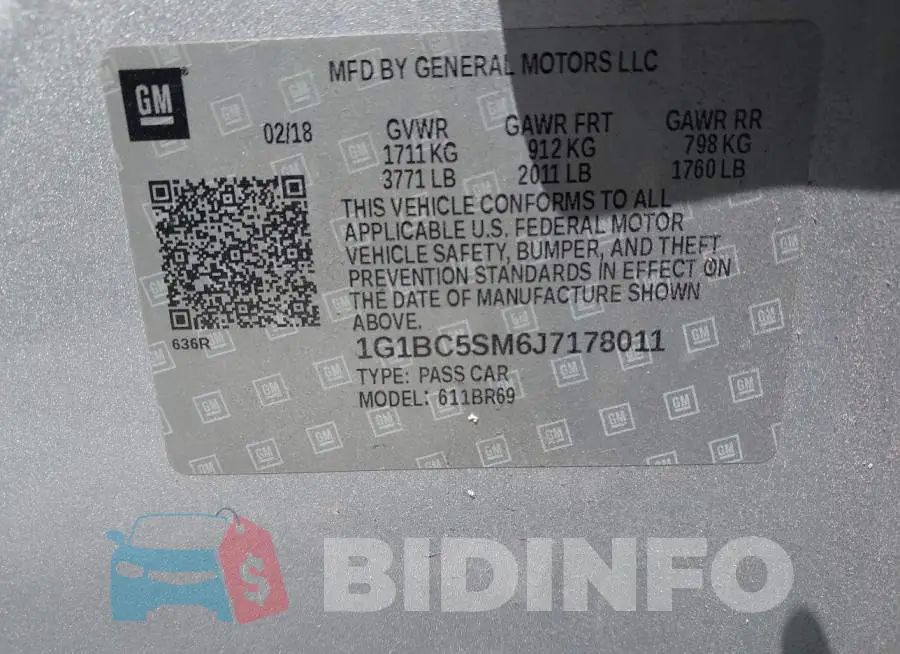 1G1BC5SM6J7178011 Photo# 9