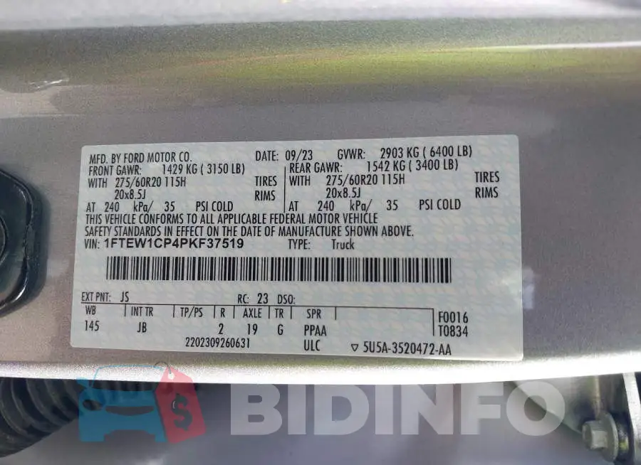 1FTEW1CP4PKF37519 Photo# 9