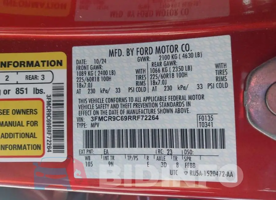 3FMCR9C69RRF72264 Photo# 9