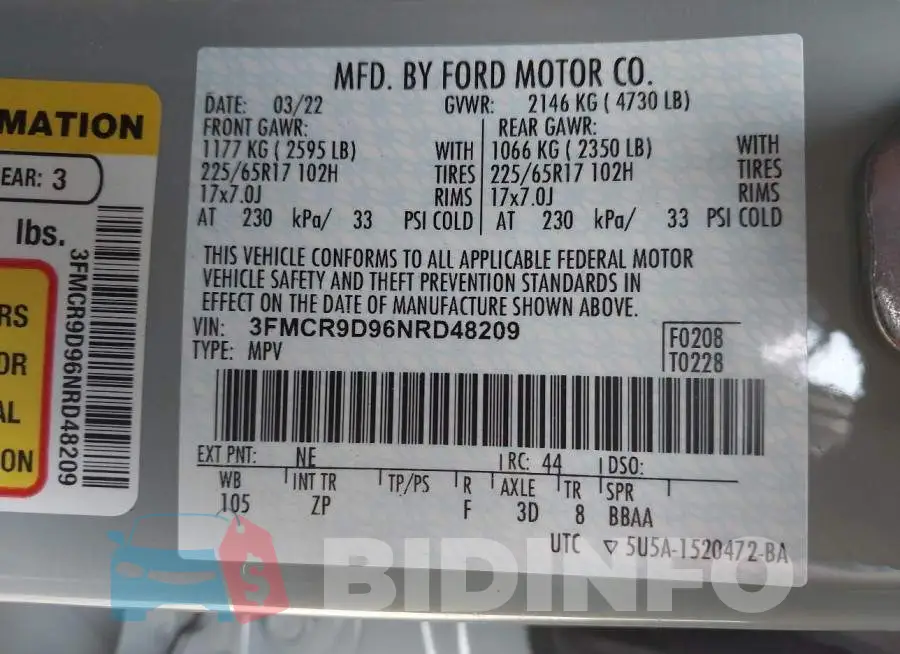 3FMCR9D96NRD48209 Photo# 9