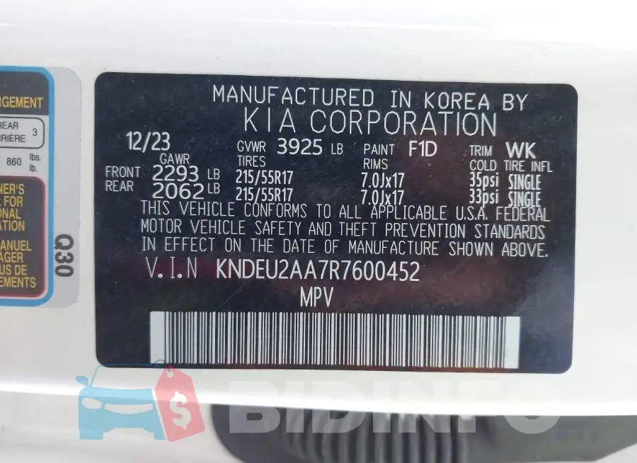 KNDEU2AA7R7600452 Photo# 9