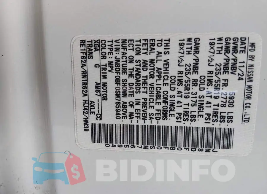 JN8DF0BF0SM765940 Photo# 9