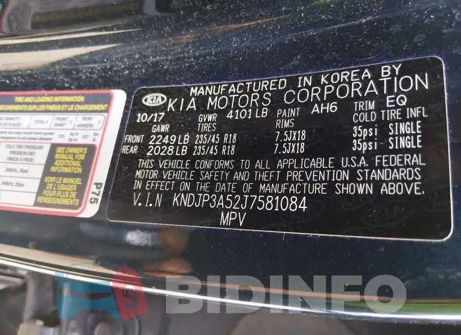 KNDJP3A52J7581084 Photo# 9