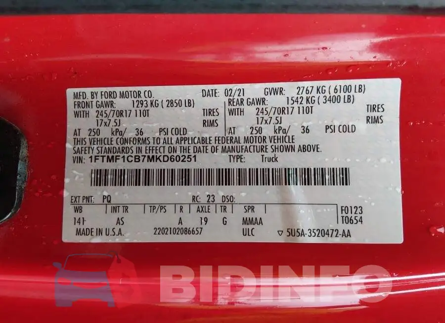 1FTMF1CB7MKD60251 Photo# 9