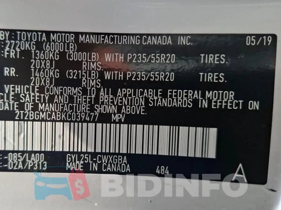 2T2BGMCABKC039477 Photo# 12