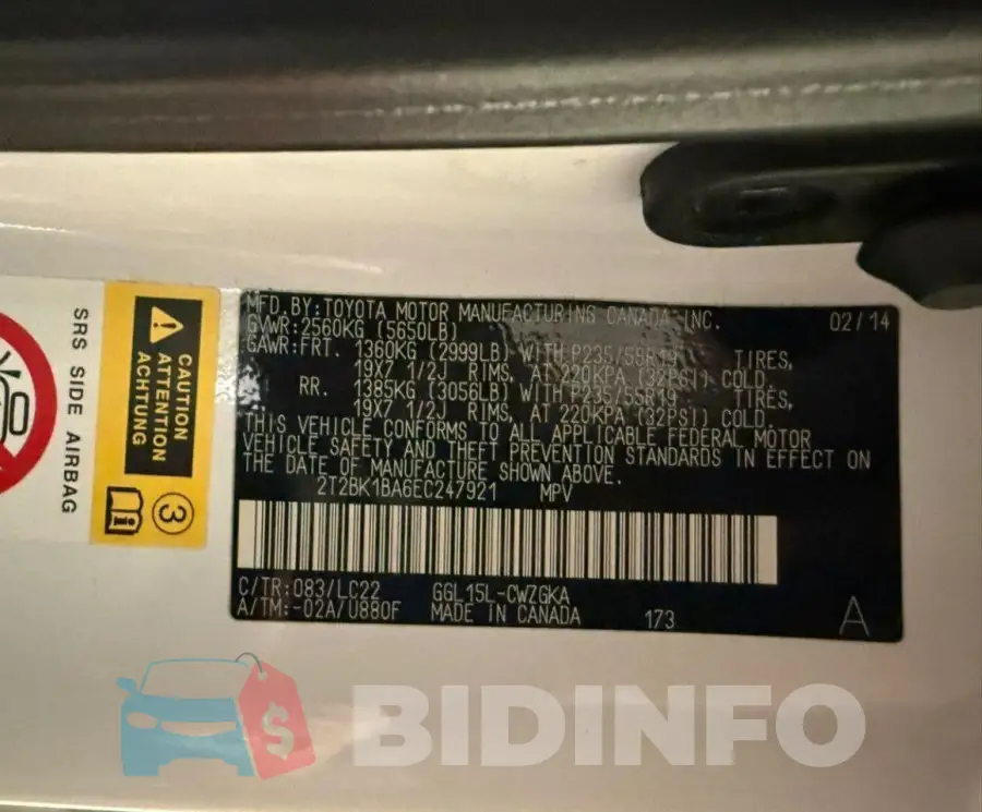2T2BK1BA6EC247921 Photo# 12 2T2BK1BA6EC247921 Photo# 12